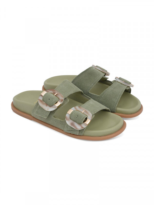 PIXY Papuče -GREEN-SUEDE