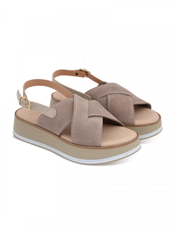 PERA CARLO SANDALS Sandale ravne CAMOSCIO-PANDA---PELLE-GHIACCIO