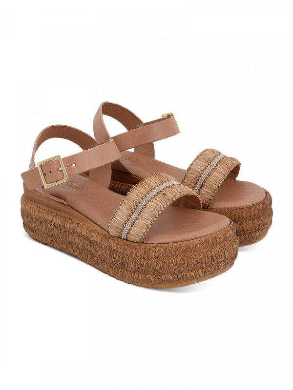 PERA CARLO SANDALS Sandale ravne PELLE-TAISS-NATURALE---RAFIA-CORTECCIA